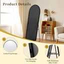59"x16" Floor Mirror Full Length, Arched Full Length Mirror with Stand, Full Body Mirrors for Bedroom Living Room or Cloakroom Black