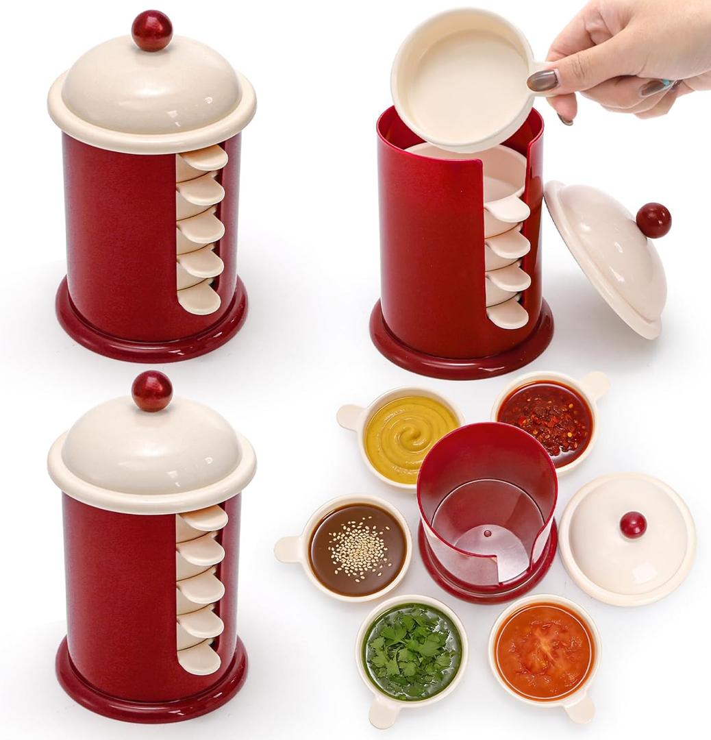 15 Pack Dipping Dishes with Handle, 3 Oz Plastic Mini Soy Sauce Bowl with Lid, Storage Holder, Stackable Condiment Pinch Bowl Sauce Plate for Side Dish, Ketchup, Barbecue, Party Dinner