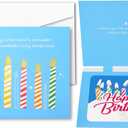 5 x Animated Greeting Card with dynamic pic inside, 6.1 * 4.8in Individual Handmade Happy Birthday Greeting Card, Colorful Candles style,with Envelope & Printed Message Inside