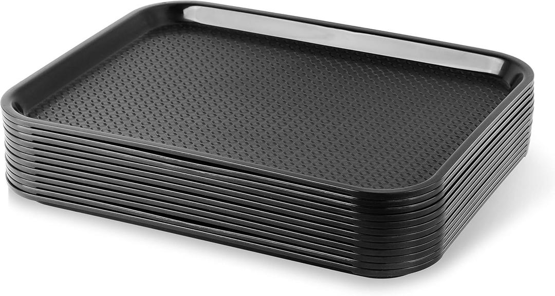New Star Foodservice Fast Food Tray, Set of 12 (Black, 14 by 18-Inch)