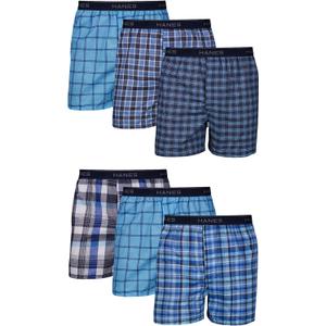 Hanes Men's Tagless Boxer Underwear, Exposed Waistband (Medium), 6 Pack 