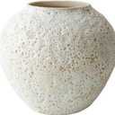 White Ceramic Vase Flower Vase, Big Textured Round Vase for Centerpieces, Kitchen, Living Room, Bedroom Decor Gifts (8" x 8.5" x 8.5")