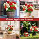 TURNMEON 48 Heads Artificial Flowers for Outdoors, 4 Bunches 17 Inch Dahlia Daisies Mum Fake Flowers UV Resistant Faux Plants Bouquets for Outside Grave Gardens Indoor Home Summer Decor (Red)