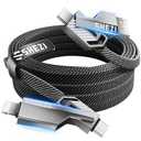 [Upgraded 2.0] SHEZI 4-in-1 Long USB C Cable 60W 10FT Lightning Cable MFI Certified [Fast Charging&Data Sync] Flat Braided Multi Charger Cord Wire Combo with L/USB C/A Port for iPhone/iPad&All Devices (Grey)