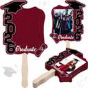 Gilprop 24 Pcs Graduation Cutout Face Fans with Handle Double Sided Personalized Grad Party Supplies Class of 2026 Grad Photo Props Blank DIY Photo Frame Graduation Party Souvenirs, Brown, Classic
