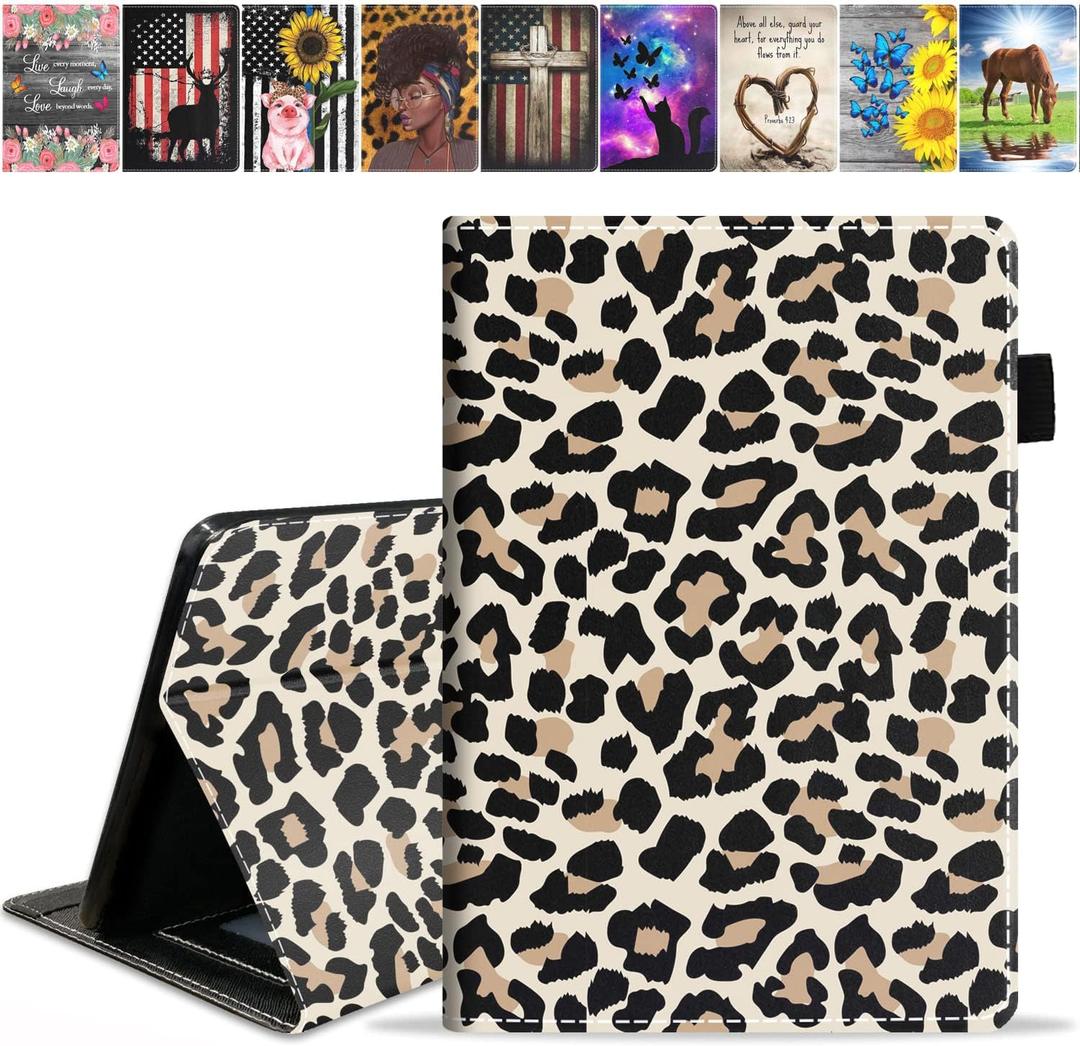 Case for Amazon Kindle Fire HD 10 & Fire HD 10 Plus Tablet (11th Generation, 2021 Release), Premium PU Leather Stand Cover with Smart Auto Wake, Leopard Print