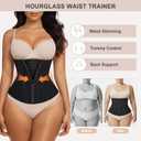 SHAPERX Waist Trainer for Women Corset Shapewear Tummy Control Sport Workout Waist Cincher Body Shaper Zipper and Hooks (Black, S)