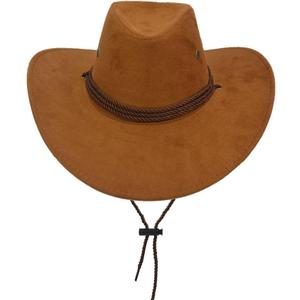 Adult Western Suede Hat Cowboy Outdoorsman Hat Travelling Summer Cap (Brown)