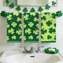 AEUEFUEA 3 Pack Green Shamrock Cotton Towels Set, 25" L x 16" W Hand Towels for Kitchen and Bathroom, Soft Absorbent Holiday Home Dcor