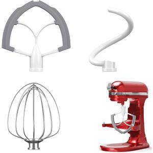Flex Edge Beater 3Pcs for KitchenAid Mixer Attachments and Accessories Compatible with 6 Quart Lifting Stand Mixers (KN256 6-Wire Whip, 6QT Flat Beater Paddle, 6QT Dough Hook Attachment)