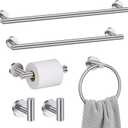 Bathroom Hardware Set, 6-Piece Towel Bar Set Brushed Nickel Towel Holder Set Includes 19.68/23.6 in Towel Bar,Toilet Paper Holder,Towel Ring and Towel Hook Wall Mount Bathroom Accessories Set