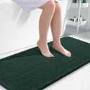 OLANLY Bathroom Rugs 47x24, Extra Soft Absorbent Chenille Bath Rugs, Rubber Backing Quick Dry, Machine Washable Bath Mats for Bathroom Floor, Tub and Shower, Home Decor Accessories, Blackish Green