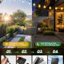 Solar String Lights Outdoor Waterproof, 2 Pack 60 LED 36.5 FT Each, Solar Powered Patio Lights with 8 Lighting Modes for Garden Yard Porch Wedding Party Decor (Warm White)