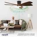 Neatfi 52-inch Ceiling Fans with Lights & Remote Control  Quiet Reversible DC Motor, Flush Mount, Living Room, Kitchen & Bedroom Ceiling Fan with 3 Adjustable Light Modes (Dark Wood, 52 Inches)