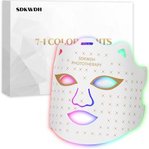 SDKWDH Red Light Mask for Face, 7 Modes Face Mask Light, 850nm Infrared & Red Light Masks, Light Skin Care At Home