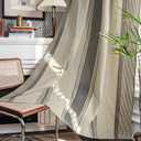 ColorBird Brown and Grey Striped Curtains 2 Panels Set, Modern Farmhouse Vintage Patterned Curtain 84 Inches Long, Light Filtering Window Treatment Drapes for Living Room Bedroom Doorways Closet