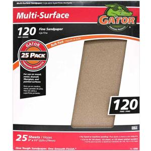 Gator 9" x 11" Multi-Surface Sanding Sheets, 120 Grit, 25 Pack
