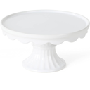 Martha Stewart Patterson 10" Round White Stoneware Pedestal Cake Stand, 5.1" Tall - Fits 9" Cakes | Elegeant Display Plate Stand for Parties, Weddings & Desserts