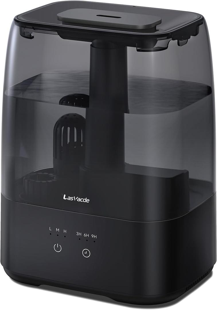 Top Fill Humidifiers for Bedroom, 4.0L Tank Cool Mist Humidifiers for Large Room, 40H Runtime, 28dB Quiet Ultrasonic Air Humidifier for Home, Plants with 9H Timer, Aroma Tray, Black