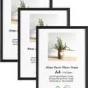 LYYYXGYP A4 Picture Frame Set of 3 Black Solid Wood Poster Painting A4 Paper 8.3x11.7 Diploma Certificate Frames with Plexiglass for Wall Hanging and Tabletop Display, 8.3x11.7-3PK