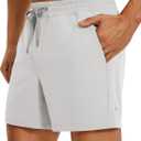 CRZ YOGA Men's Linerless Workout Shorts 5'' - Lightweight Quick Dry for Running Sports Athletic Gym with Pockets (Gray, Large)