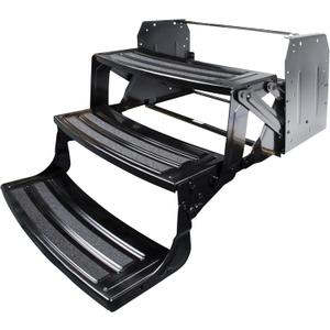Lippert 24" Radius Triple Manual RV Steps, 9" Rise for 5th Wheel RVs, Travel Trailers and Motorhomes, Anti-Slip Stepping Surface - 1774401