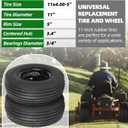 AR-PRO (2-Pack) 11x4.00-5 Tire and Wheel Assembly, 11x4-5 Lawnmower Tire (4-Ply) and Rim with Tube, 3.4 Centered Hub with 3/4 Bearings, Universal Lawn Mower/Yard Tractor Turf Tires