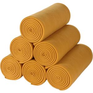 CAI TENG Fleece Throw Blanket Bulk 6 Pack Kid Blankets Soft Lightweight Cozy Polar Fleece 50 x 60 Throws Solid Pet-Friendly Bed Sofa Couch Fleece Fabric Travel Wedding Outdoor Mustard Yellow