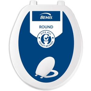 Bemis 70 Durable Plastic Toilet Seat, Round, White