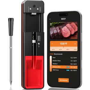 2026 Upgraded Smart Wireless Meat Thermometer 6 Sensors Accuracy Digital Food Thermometer 0.5S Instant Read, IP67 Waterproof for BBQ, Grill, Smoker, Oven, Air Fryer