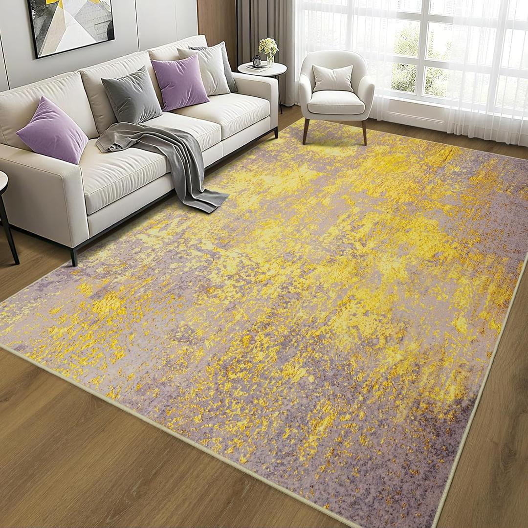 Merelax 8x10 Washable Pink Yellow Area Rug for Living Room, Non-Slip Backing Modern Abstract Large Rugs, Stain Resistant Low Pile Carpet for Bedroom, Dining Room, Home Office Decor Merelax 8x10 Washable Pink Yellow Area Rug for Living Room, Non-Slip Backing Modern Abstract Large Rugs, Stain Resistant Low Pile Carpet for Bedroom, Dining Room, Home Office Decor