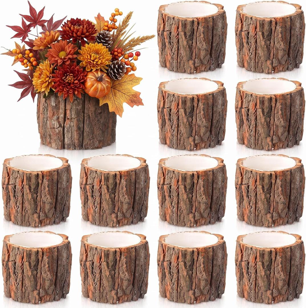12 Pcs Wooden Vase for Centerpieces Wedding Flower, 4.7 Inch