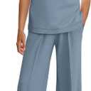 Women 2 Piece Outfits Sets Summer Lounge Set | Airport Travel Outfit, Pants Sets, Matching Sweat Sets, Sweatsuits, Tracksuit, Half Zip Sleeveless Tops, Wide Leg Pants (Blue)