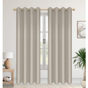 Blackout Curtains for Bedroom  2Pcs Home Decor Linen Curtains with Full Light Blocking  1.6 Inch Grommets Black Out Shade for Window Thermal Curtains  Cream, W52 x L84