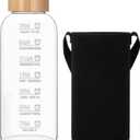 Glass Water Bottles 64 OZ - Large Borosilicate Reusable Glass Drinking Bottle, Wide Mouth With Bamboo Lid