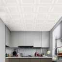 Alow Peel and Stick Ceiling Tiles,3D Waterproof Ceiling Tile,Wall Panel Self Adhesive for Living Room,Kitchen,Dining Room,Bedroom(13.8in x 13.8in,32pcs) (Square)