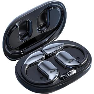 Open Ear Headphones,Bluetooth Headphones 5.4 Sports with Smart Digital Display, Fast Charging, Sweat Resistant, fit iOS & Android (Black)