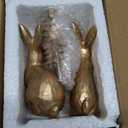 DN DECONATION Golden Polyresin Bunny Decor Rabbit Figurines, Easter Bunny Statue Set of 3 for Spring Tabletop Decor
