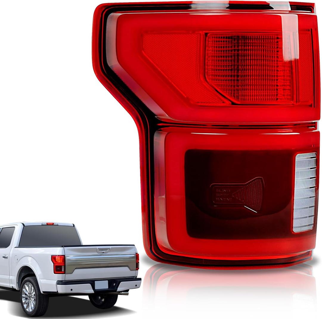 LED Tail Lights Compatible With Ford F150 2018 2019 2020 With Blind Spot Left Driver Side Taillight Rear Brake Lamp Signal Assembly OE:KL3Z13405B (Module NOT Included)