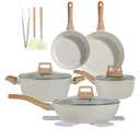 Ceramic Cookware Sets 15PCS Pots and Pans Set Non Stick (white15)