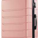 Sweetcrispy 28 Inch Checked Luggage, ABS Lightweight Rolling Hard Shell Suitcase with Smooth Spinner Wheels, Built-in TSA Lock, Durable Travel Suitcase for Business and Vacation Trip, Pink