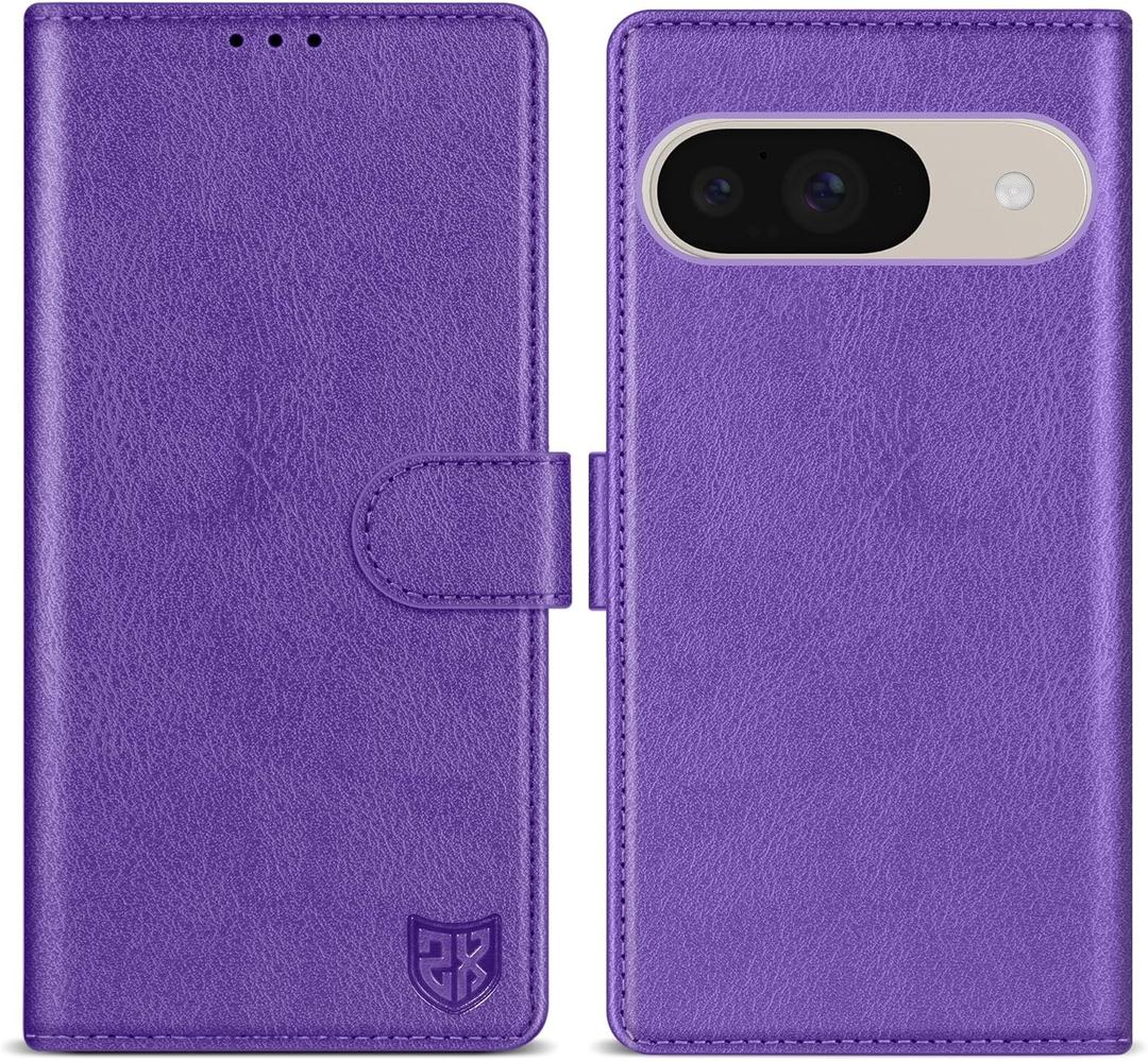 ZZXX for Google Pixel 10/Pixel 10 Pro Wallet Case with [RFID Blocking] Card Slot Kickstand Magnetic Closure Leather Flip Protective Phone Case for Google Pixel 10/10 Pro Case Wallet(Purple-6.3 inch)