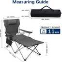 apollo walker Reclining Beach Chair, Adjustable 90-135° Backrest Camping Lounge Chairs for Adults, Folding Chair with Foot Rest & Detachable Pillow - Standard 6-Leg, Grey