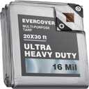 20x30 ft Tarps | All-Weather Tarp Waterproof UV-Resistant | 16 MIL=240 GSM Heavy-Duty Silver-Color Tarpaulin w/Reinforced Edges, Corners, Rustproof Grommets | Large Tarp | Lona Impermeable