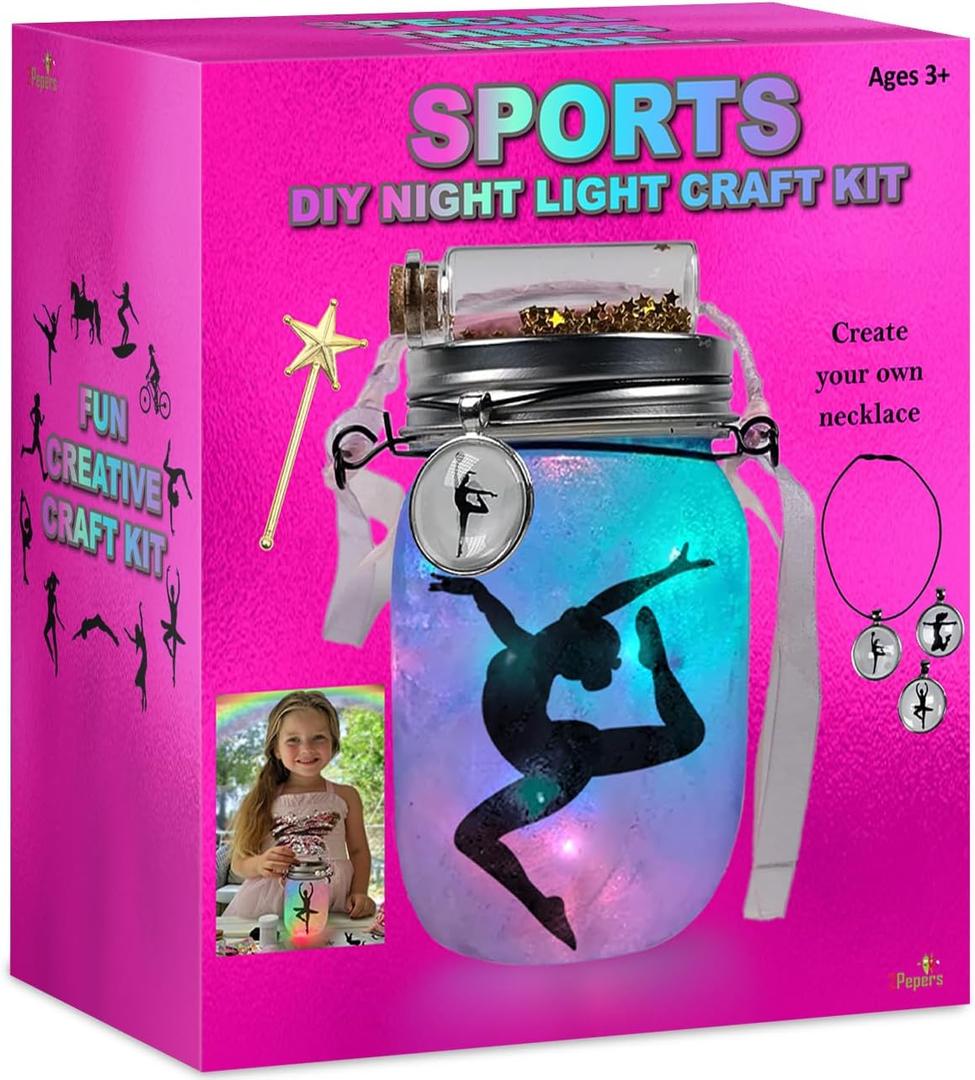 2Pepers DIY Sports Night Light Gymnastics Gifts for Girls Age 3 4 5 6 7 8-12, Sports Presents & Arts and Crafts Kit for Kids, Art Set Project, Ballet & Dancing Girl Gift, Medium