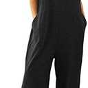 Shebote Womens Sleeveless Cotton Linen Adjustable Bib Overalls Baggy Jumpsuits Romper with Pockets Straps Jumpsuit, XL