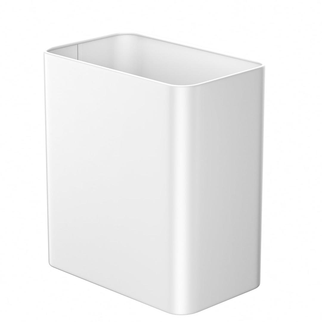 Small Bathroom Garbage Can 2.4 Gallon Wastebasket Slim Metal Garbage Can Stainless Steel Garbage Bin for Bedroom,Office,Kitchen,Toilet, rv, Near Desk, Under Sink (White)