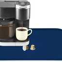TOHONFOO Silicone Coffee Maker Mat with Lip, 24'' x 16'' Heavy Duty Coffee Maker Mat for Countertops, Coffee Tray Fit Under Coffee Machine Appliance Automatic Machines Espresso Accessory, Navy Blue