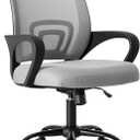 OLIXIS Office Desk Chair - Ergonomic Mid Back with Lumbar Support & Rocking Mode, Height Adjustable with Fixed Armrest, Storage Back for Computer, Gaming, Conference, Meeting Room, 360° Swivel, Grey