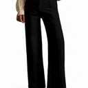 PEIHOT Wide Leg Jeans for Women High Waisted Straight Leg Stretchy Jeans Seamed Paneling Denim Pants Fall Black (Black)
